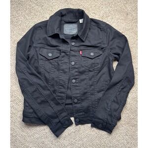 Levis Womens Black Denim Trucker Jacket XS Western Coat